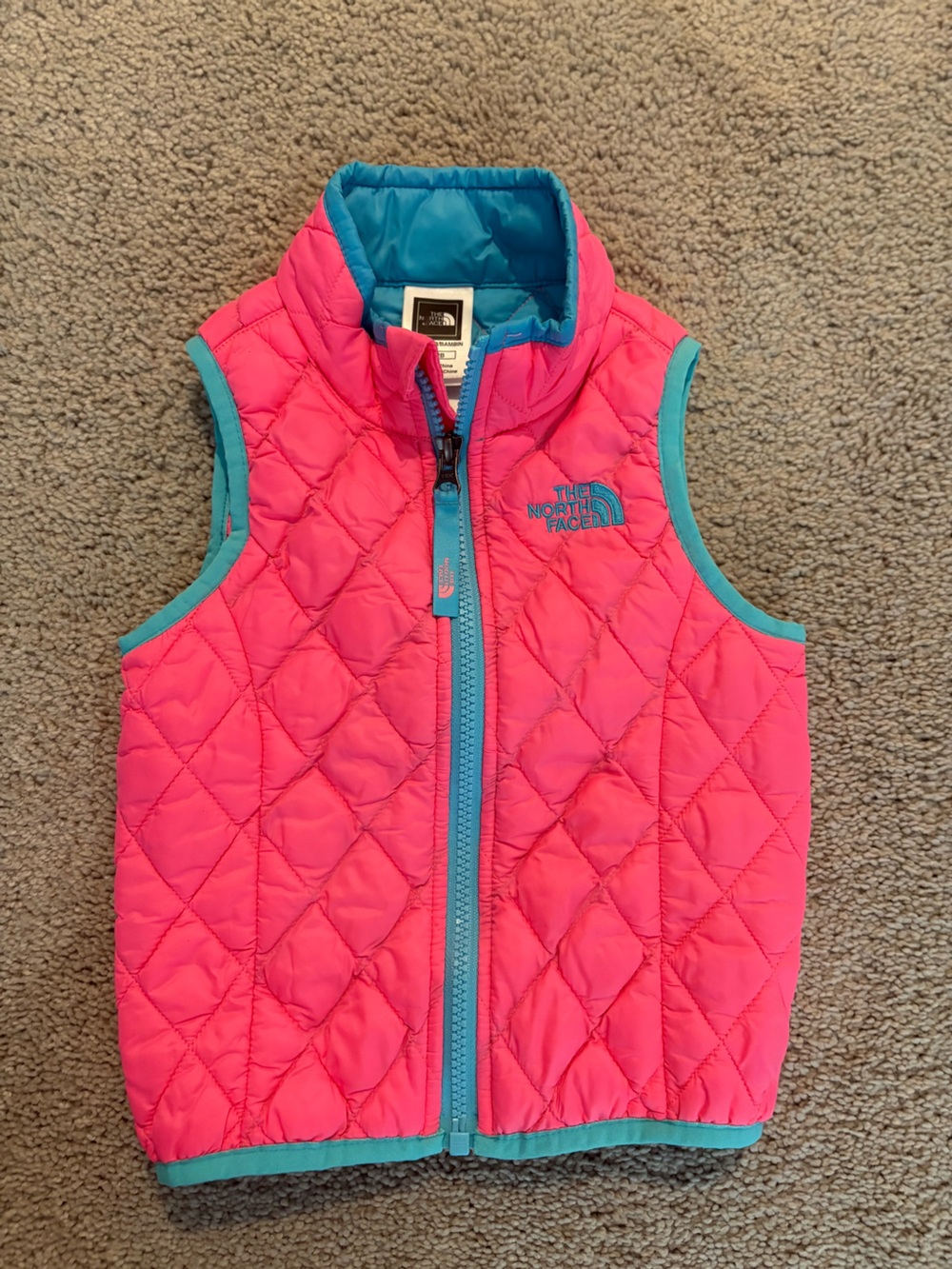 The North Face Pink Vest with Teal Interior size 2T toddler